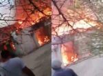 В Ташкентской области произошел крупный пожар. Сгорели три автомобиля. Видео