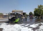 В Ташкенте полностью сгорел пассажирский автобус. Видео
