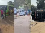 Автобус и маршрутка в Ташкенте провалились в яму из-за проседания грунта