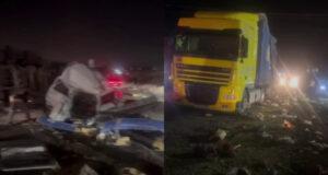 Под Ташкентом грузовик протаранил попутные авто. Есть жертвы. Видео