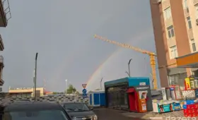 Ливень с градом прошёл в Ташкенте, а затем появилась двойная радуга