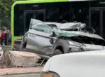 Автомобиль BYD столкнулся с автобусом на перекрёстке в Мирабадском районе Ташкента