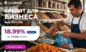 InfinBANK запускает новый кредит для бизнеса — до 1 млрд сумов на семь лет под 18,99%